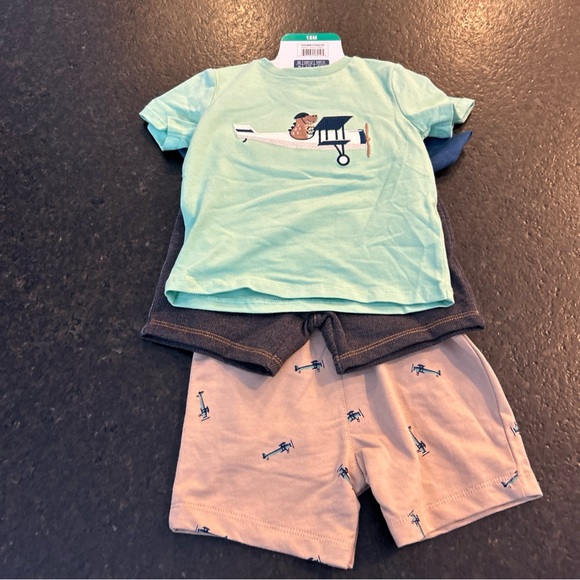 Pekkle 4 Piece Overall and Shorts Set - Overall, Helicopter/Airplane-NWT- 18 M - Picture 4 of 8